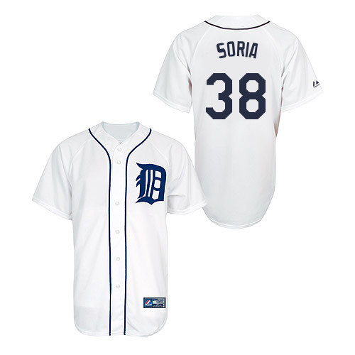 Joakim Soria #38 Youth Baseball Jersey-Detroit Tigers Authentic Home White Cool Base MLB Jersey